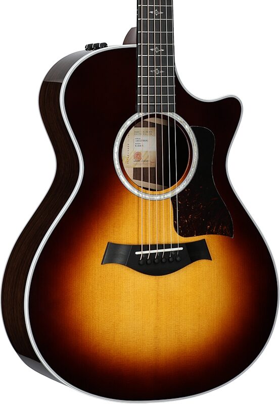 open zoom image for Taylor 412ce-R Grand Concert Acoustic-Electric Guitar (with Case), Tobacco Sunburst, Full Left Front