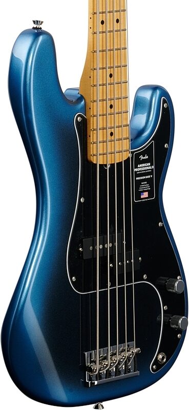 open zoom image for Fender American Pro II Precision Bass V Bass Guitar (with Case), Dark Night, Full Left Front