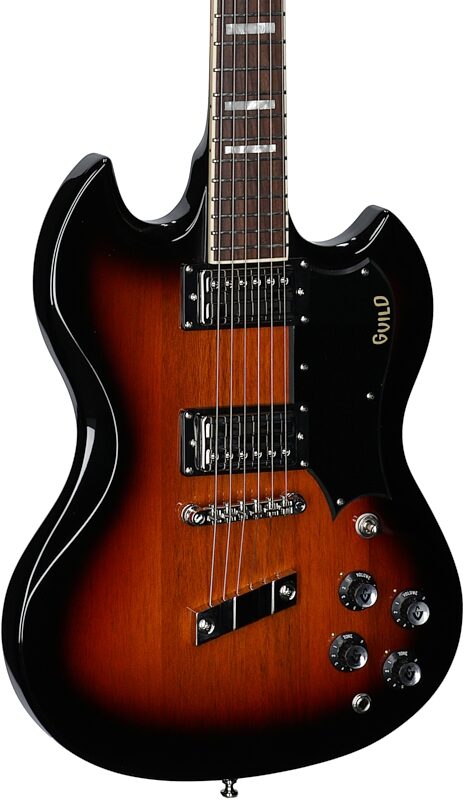 open zoom image for Guild Polara Deluxe Electric Guitar, Vintage Sunburst, Open Box (Very Good), Full Left Front