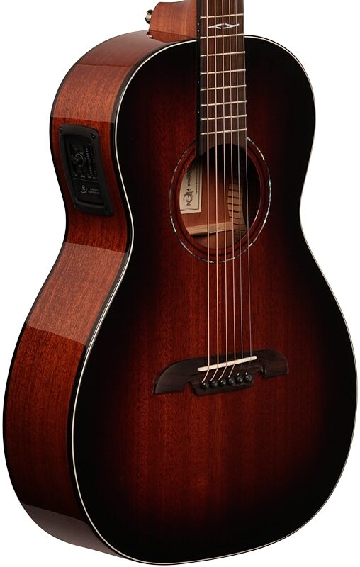 open zoom image for Alvarez AP66E Parlor Acoustic-Electric Guitar, Shadowburst, Full Left Front