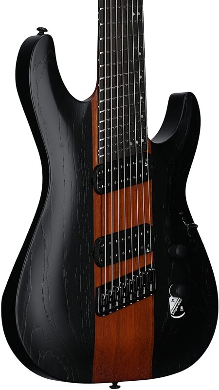 open zoom image for Schecter Rob Scallon C-8 Multi-Scale Electric Guitar, 8-String, Satin Dark Roast, Full Left Front