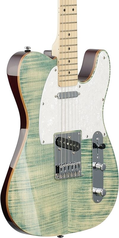 open zoom image for Michael Kelly 1953 Electric Guitar, with Maple Fingerboard, Blue Jean Wash, Full Left Front