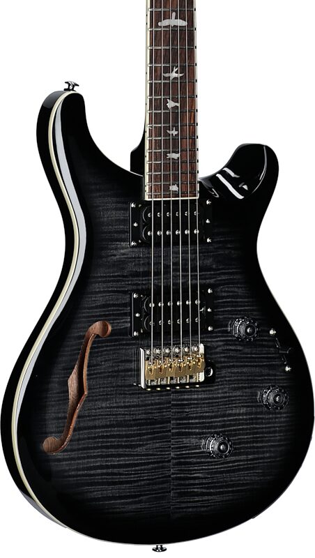 open zoom image for PRS Paul Reed Smith SE Custom 24 Semi-Hollow Piezo Electric Guitar (with Gig Bag), Charcoal Burst, Full Left Front