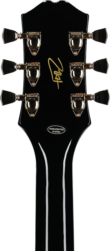 open zoom image for Epiphone Matt Heafy Les Paul Custom Origins Electric Guitar (with Case), Ebony, Full Left Front
