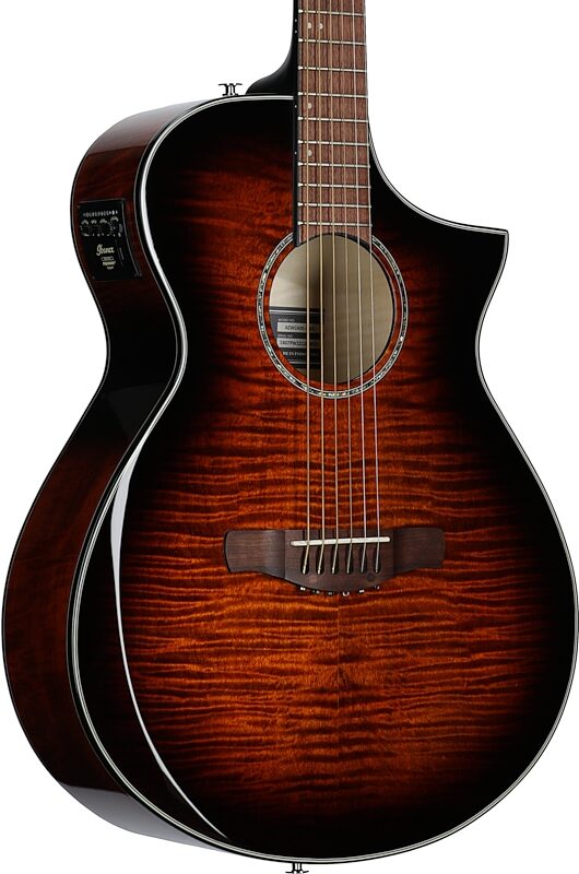 open zoom image for Ibanez AEWC400 Acoustic-Electric Guitar, Amber Sunburst High-Gloss, Full Left Front
