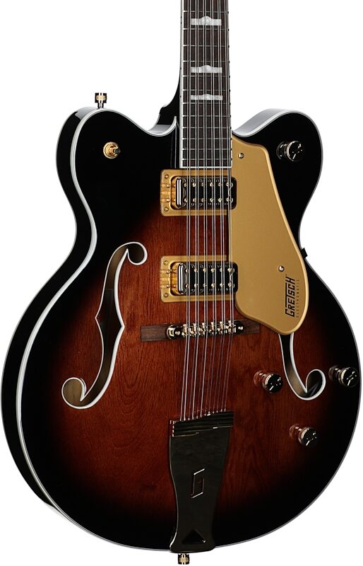 open zoom image for Gretsch G5422G-12 Electromatic Hollowbody Electric Guitar, 12-String, Barrel Burst, Full Left Front