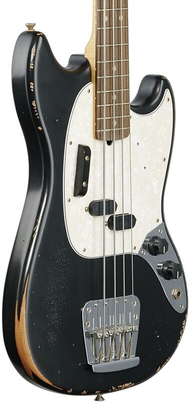 open zoom image for Fender JMJ Road Worn Mustang Electric Bass (with Gig Bag), Black, Full Left Front