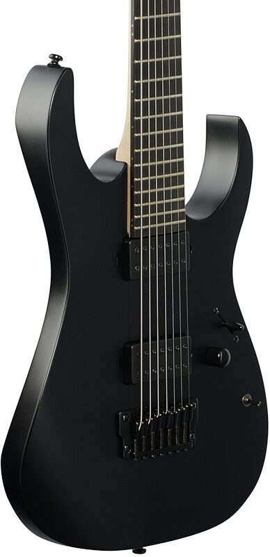 open zoom image for Ibanez RGIXL7 Iron Label Electric Guitar, 7-String, Black Flat, Full Left Front