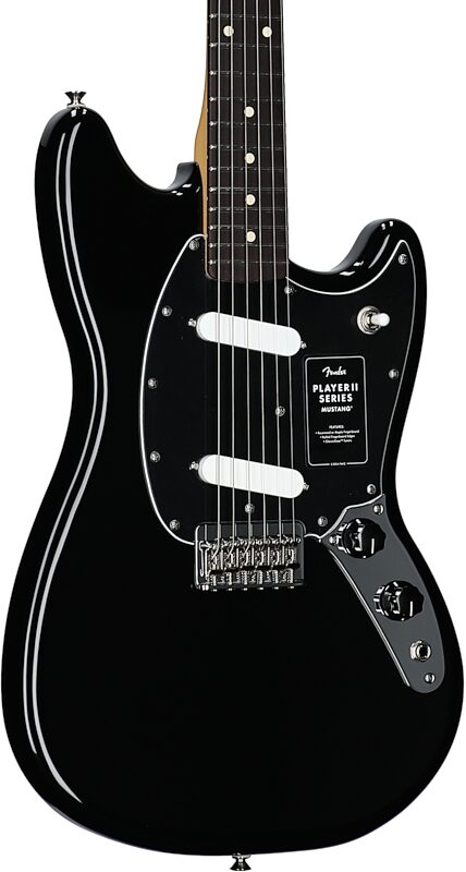 open zoom image for Fender Player II Mustang Electric Guitar, with Rosewood Fingerboard, Black, Full Left Front