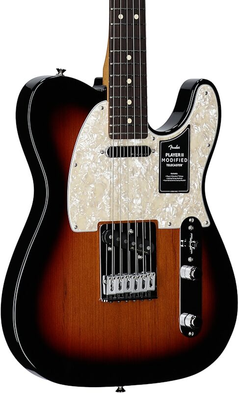 open zoom image for Fender Player II Modified Telecaster Electric Guitar, Rosewood Fingerboard (with Gig Bag), 3-Color Sunburst, Full Left Front