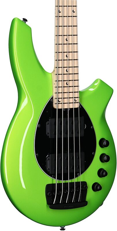 open zoom image for Ernie Ball Music Man Bongo 5HH Electric Bass, 5-String (with Case), Mantis Green, Maple Fretboard, Full Left Front