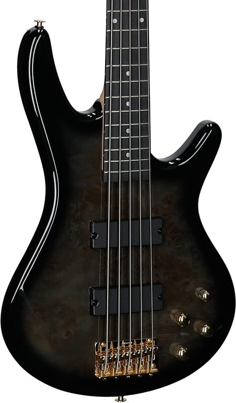 open zoom image for Ibanez GSR205PC Gio Electric Bass, 5-String, Transparent Pale Black Burst, Full Left Front