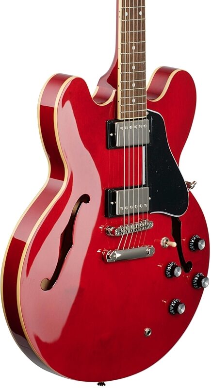 open zoom image for Epiphone ES-335 Electric Guitar, Cherry, Full Left Front