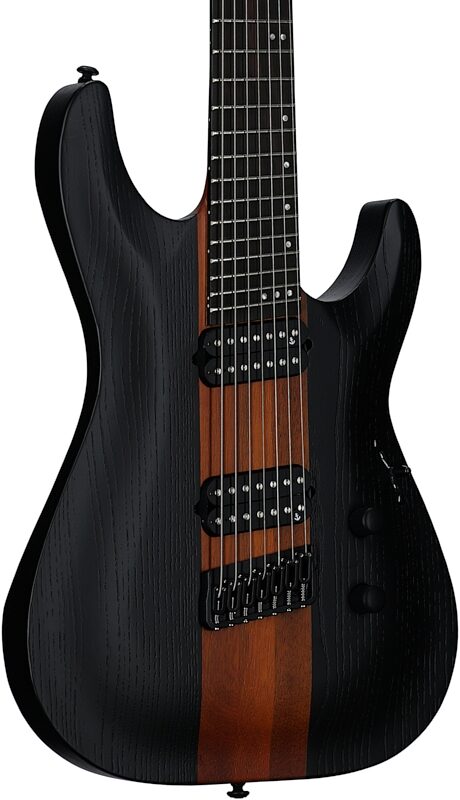 open zoom image for Schecter Rob Scallon C-7 Multi-Scale Electric Guitar, 7-String, Satin Dark Roast, Full Left Front