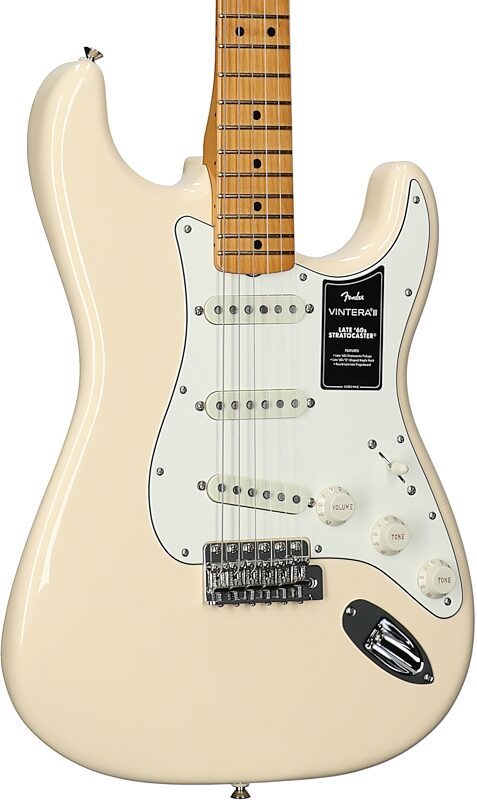 open zoom image for Fender Vintera III Late 60s Stratocaster Electric Guitar (with Gig Bag), Olympic White, Maple Fretboard, Full Left Front