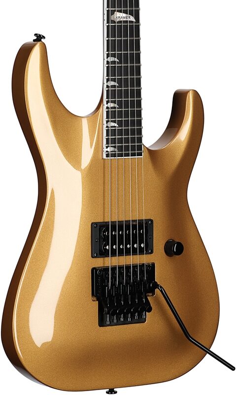 open zoom image for Kramer SM-1H Floyd Rose Electric Guitar, Buzzsaw Gold, Full Left Front