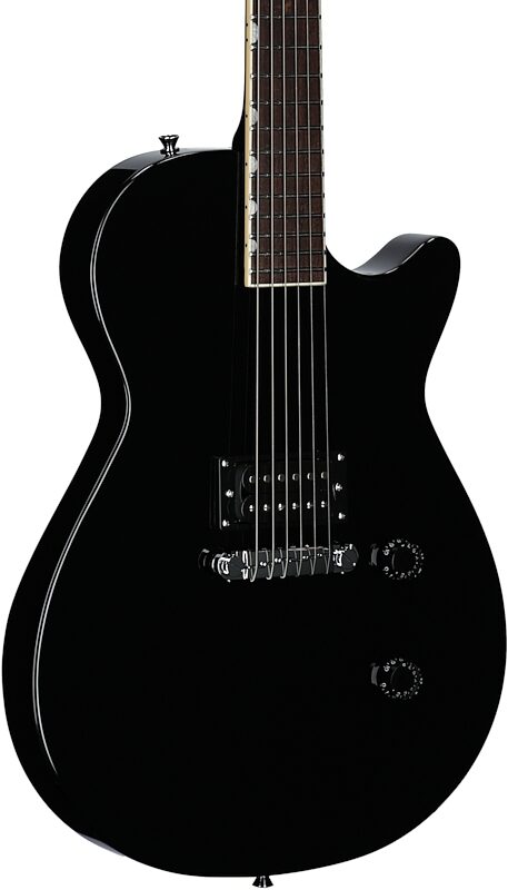 open zoom image for Gretsch Streamliner Jet Club 1 Pickup Electric Guitar, Jet Black, Full Left Front