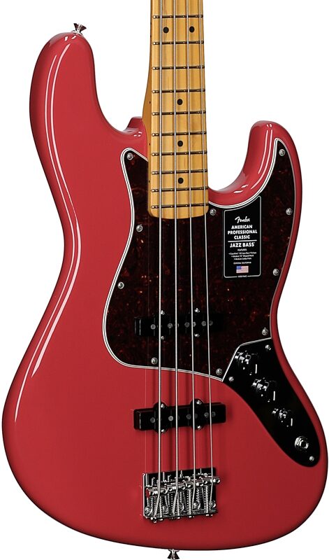 open zoom image for Fender American Professional Classic Jazz Electric Bass, Maple Fingerboard (with Gig Bag), Dakota Red, Full Left Front