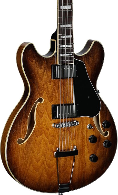 open zoom image for Ibanez AS7328 Artcore Semi-Hollowbody Baritone Electric Guitar, Tobacco Brown, Full Left Front