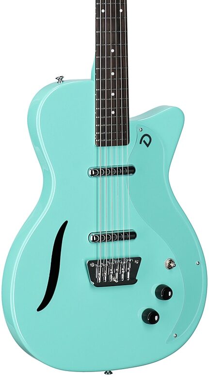 open zoom image for Danelectro 56 Vintage Baritone Electric Guitar, Dark Aqua, Full Left Front