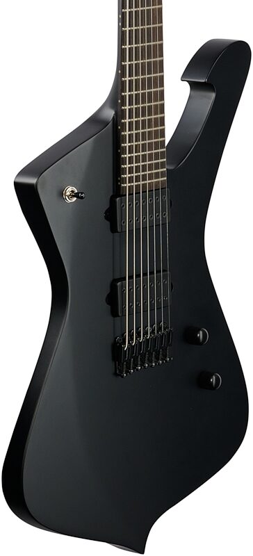 open zoom image for Ibanez ICTB721 Iron Label Iceman Electric Guitar (with Gig Bag), Black Flat, Full Left Front