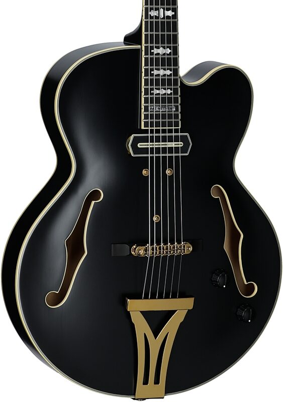 open zoom image for Ibanez PM3C Pat Metheny Electric Guitar (with Case), Black Low Gloss, Full Left Front