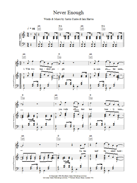 Never Enough - Piano/Vocal/Guitar | zZounds