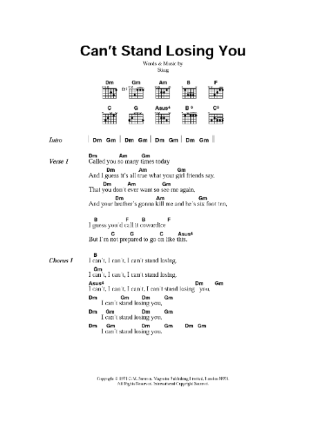 Can't Stand Losing You - Guitar Chords/Lyrics