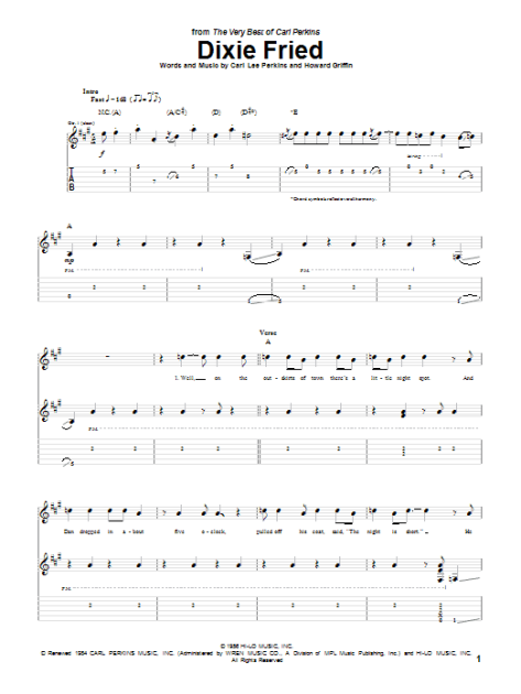 Dixie Fried - Guitar TAB | zZounds