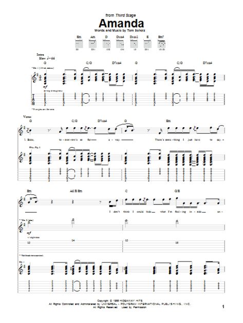 Amanda - Guitar TAB | zZounds