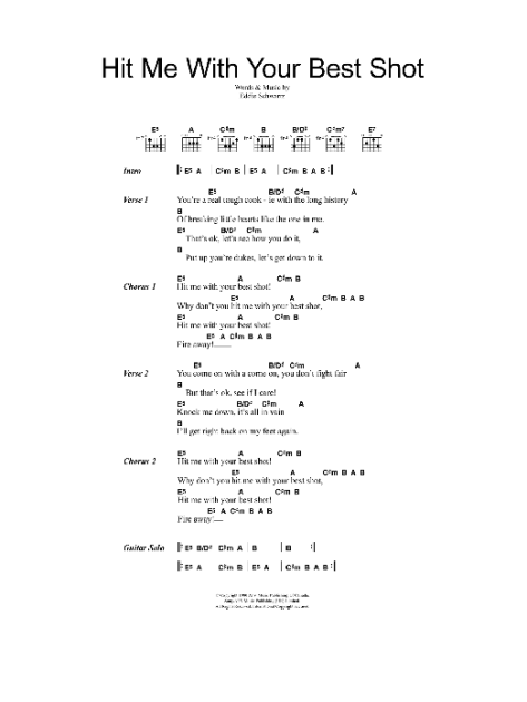 hit me with your best shot guitar chords