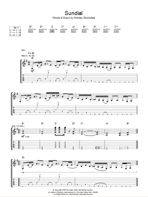 Sundial - Guitar TAB | zZounds