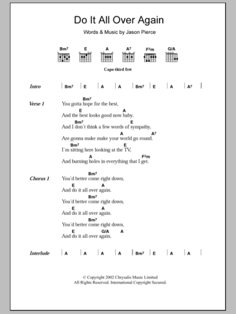 Do It All Over Again - Guitar Chords/Lyrics | zZounds Do It All Over Again - Guitar Chords/Lyrics | zZounds