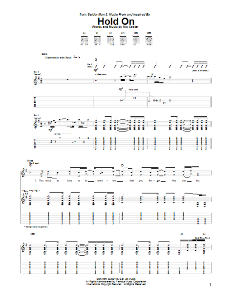 Spiders (Guitar Tab (Single Guitar)) for Leadsheets - Sheet Music to Print