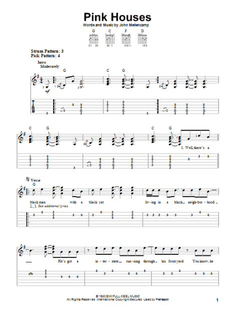 Pink Houses - Easy Guitar with TAB | zZounds
