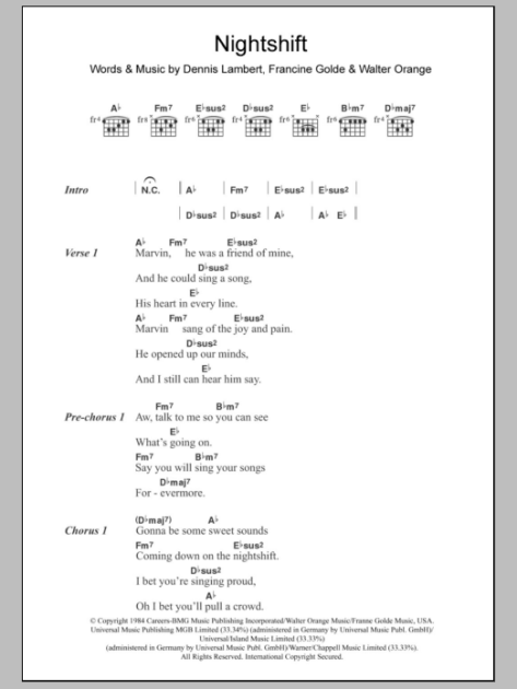 Foghat 'Night Shift' Sheet Music, Chords & Lyrics