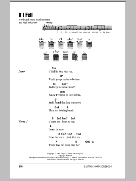 If I Fell - Guitar Chords/Lyrics | zZounds