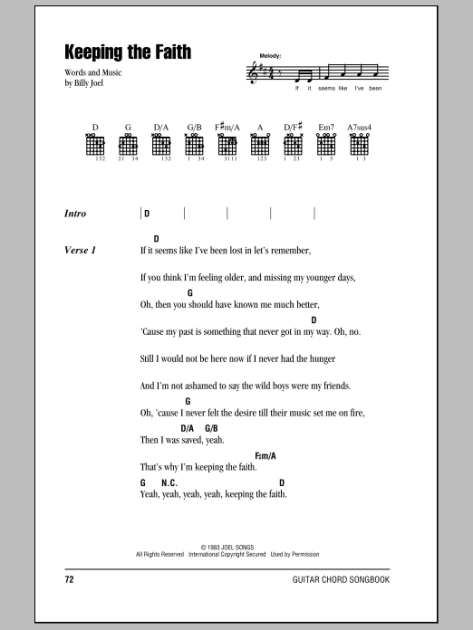 Keeping The Faith - Guitar Chords/Lyrics | zZounds