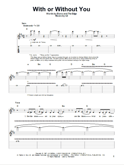 With Or Without You - Guitar Tab Play-Along | zZounds