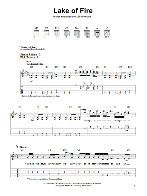 Download and Print Fire Lake sheet music for bass (tablature