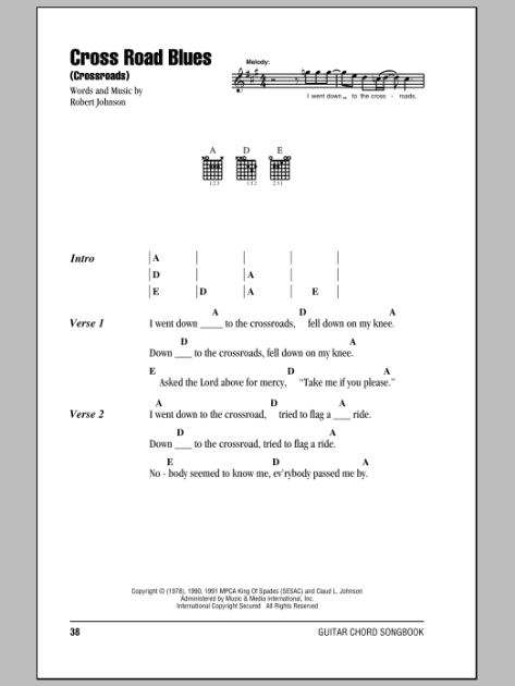 Cross Road Blues (Crossroads) (Piano, Vocal & Guitar Chords (Right-Hand  Melody))