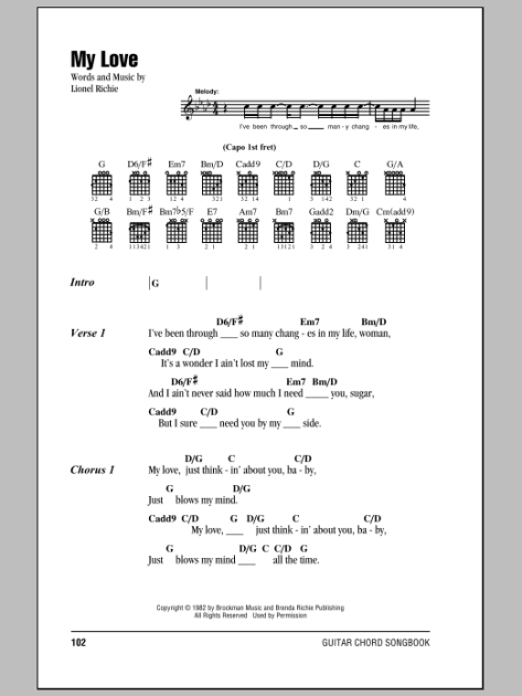 My Love - Guitar Chords/Lyrics | zZounds