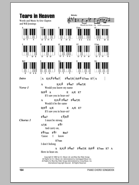 TEARS IN HEAVEN Easy Piano Sheet music