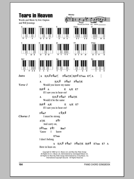 Tears In Heaven Sheet Music | Eric Clapton | Guitar Chords/Lyrics