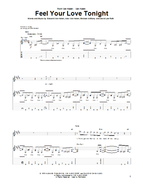 Feel Your Love Tonight - Guitar TAB | zZounds