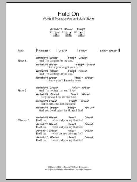 Hold On Guitar Chords Lyrics zZounds