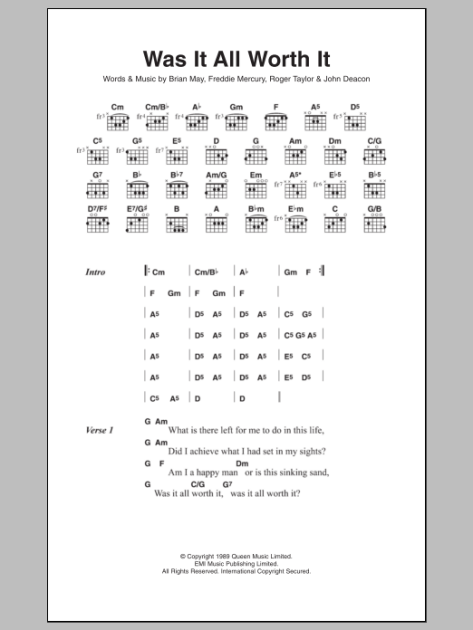 Was It All Worth It - Guitar Chords/Lyrics | zZounds