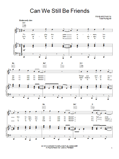 Todd Rundgren - Can't We Still Be Friends?, PDF, Musical Notation