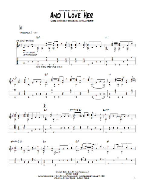 And I Love Her Guitar Tab Zzounds 4705