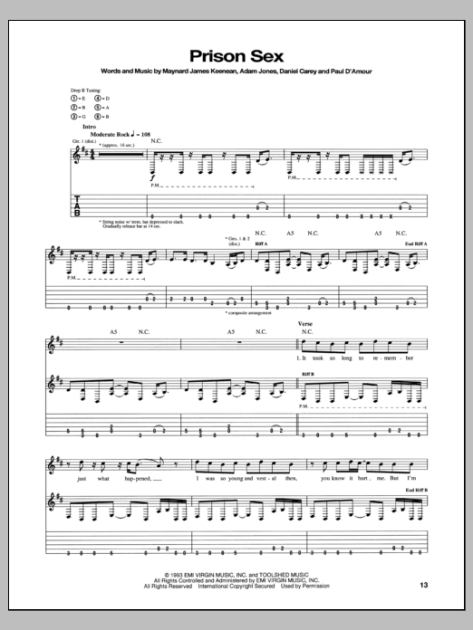 Prison Sex Guitar Tab Zzounds 6773